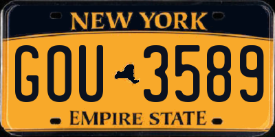 NY license plate GOU3589
