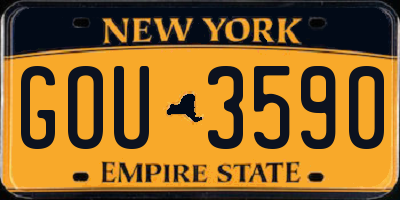 NY license plate GOU3590