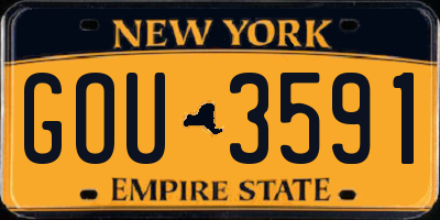 NY license plate GOU3591