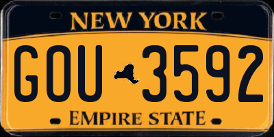 NY license plate GOU3592