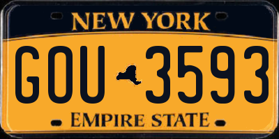 NY license plate GOU3593