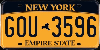 NY license plate GOU3596