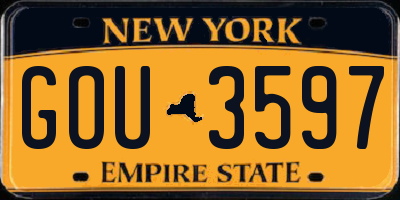 NY license plate GOU3597