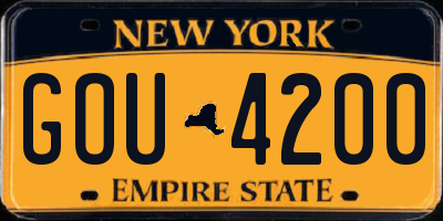 NY license plate GOU4200