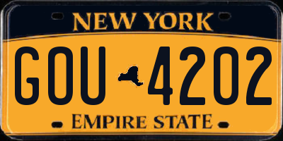 NY license plate GOU4202