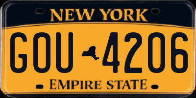 NY license plate GOU4206