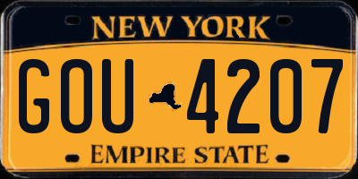 NY license plate GOU4207
