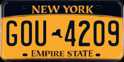 NY license plate GOU4209