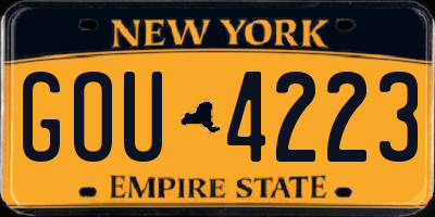 NY license plate GOU4223