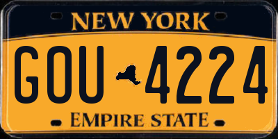 NY license plate GOU4224