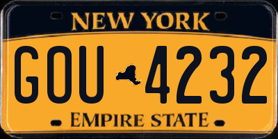 NY license plate GOU4232