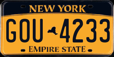 NY license plate GOU4233