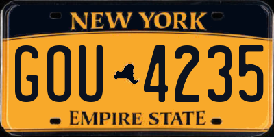 NY license plate GOU4235