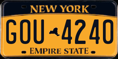 NY license plate GOU4240