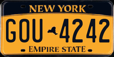 NY license plate GOU4242