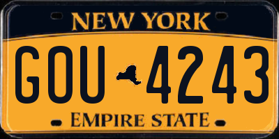 NY license plate GOU4243