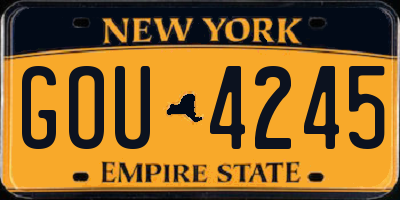 NY license plate GOU4245