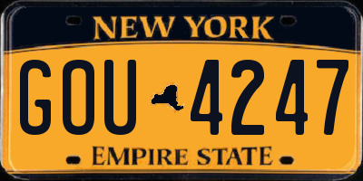 NY license plate GOU4247