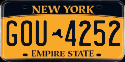 NY license plate GOU4252
