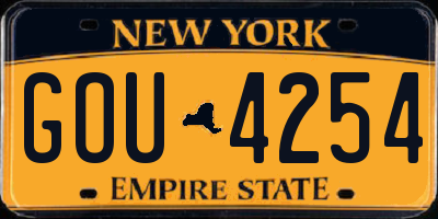 NY license plate GOU4254