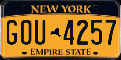 NY license plate GOU4257