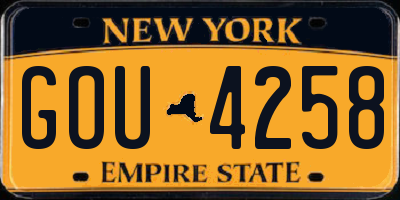 NY license plate GOU4258