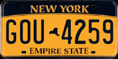 NY license plate GOU4259