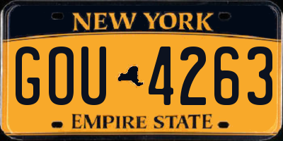 NY license plate GOU4263
