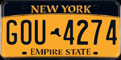 NY license plate GOU4274