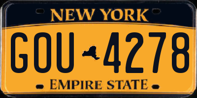 NY license plate GOU4278