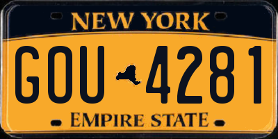 NY license plate GOU4281