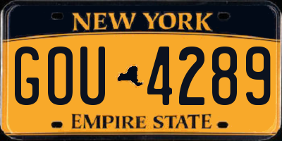 NY license plate GOU4289