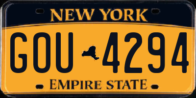 NY license plate GOU4294