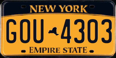 NY license plate GOU4303