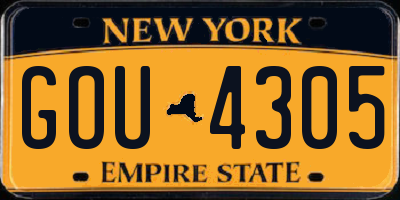 NY license plate GOU4305