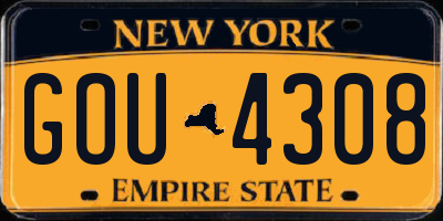 NY license plate GOU4308