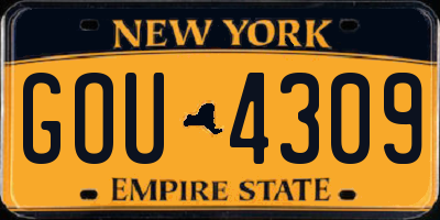 NY license plate GOU4309