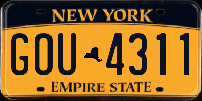 NY license plate GOU4311