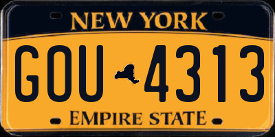 NY license plate GOU4313