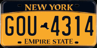 NY license plate GOU4314