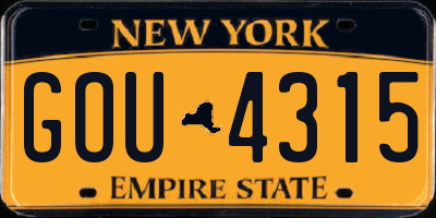 NY license plate GOU4315