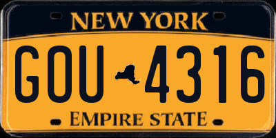 NY license plate GOU4316