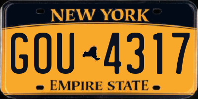 NY license plate GOU4317