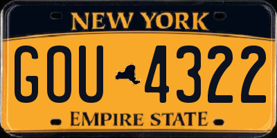 NY license plate GOU4322