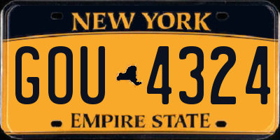 NY license plate GOU4324