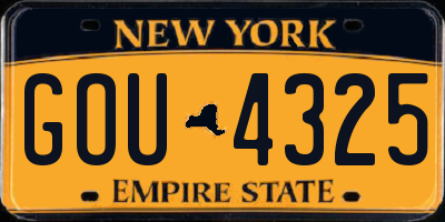 NY license plate GOU4325