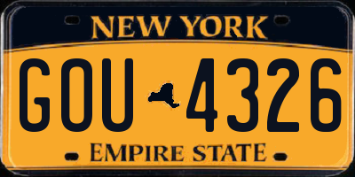 NY license plate GOU4326
