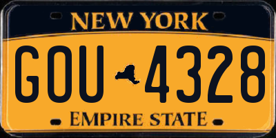NY license plate GOU4328