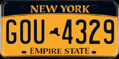 NY license plate GOU4329