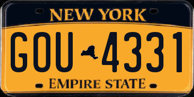 NY license plate GOU4331